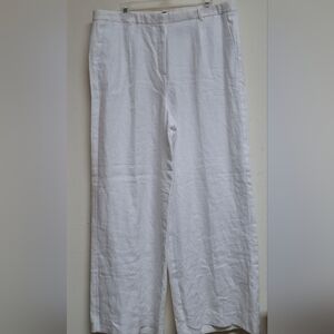 J. Crew Wide-leg Pants Sz 16 White 100% Linen Minimalist Office Essential